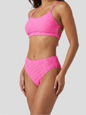 Live Life on the Beach Pink Textured Bikini Set